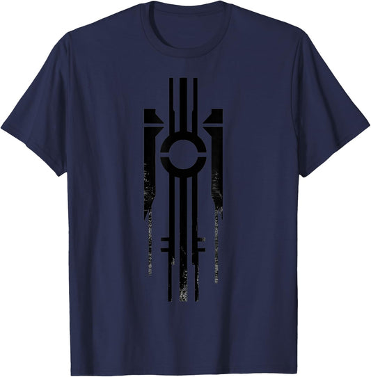Black Geometric | Cool | S - 6XL | Men's Graphic T-Shirt - T-Shirt | Navy