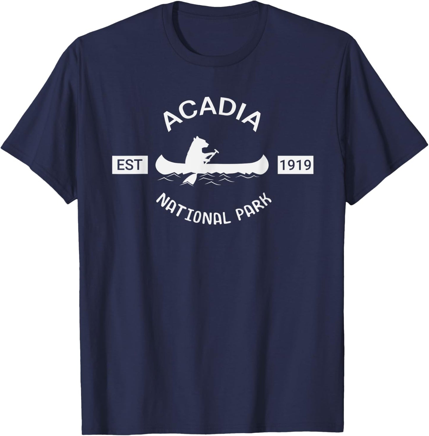 Maine Acadia National Park Bear Canoe Silhouette T-Shirt - T-Shirt | Navy