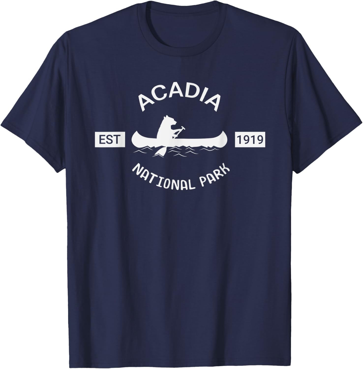 Maine Acadia National Park Bear Canoe Silhouette T-Shirt - T-Shirt | Navy