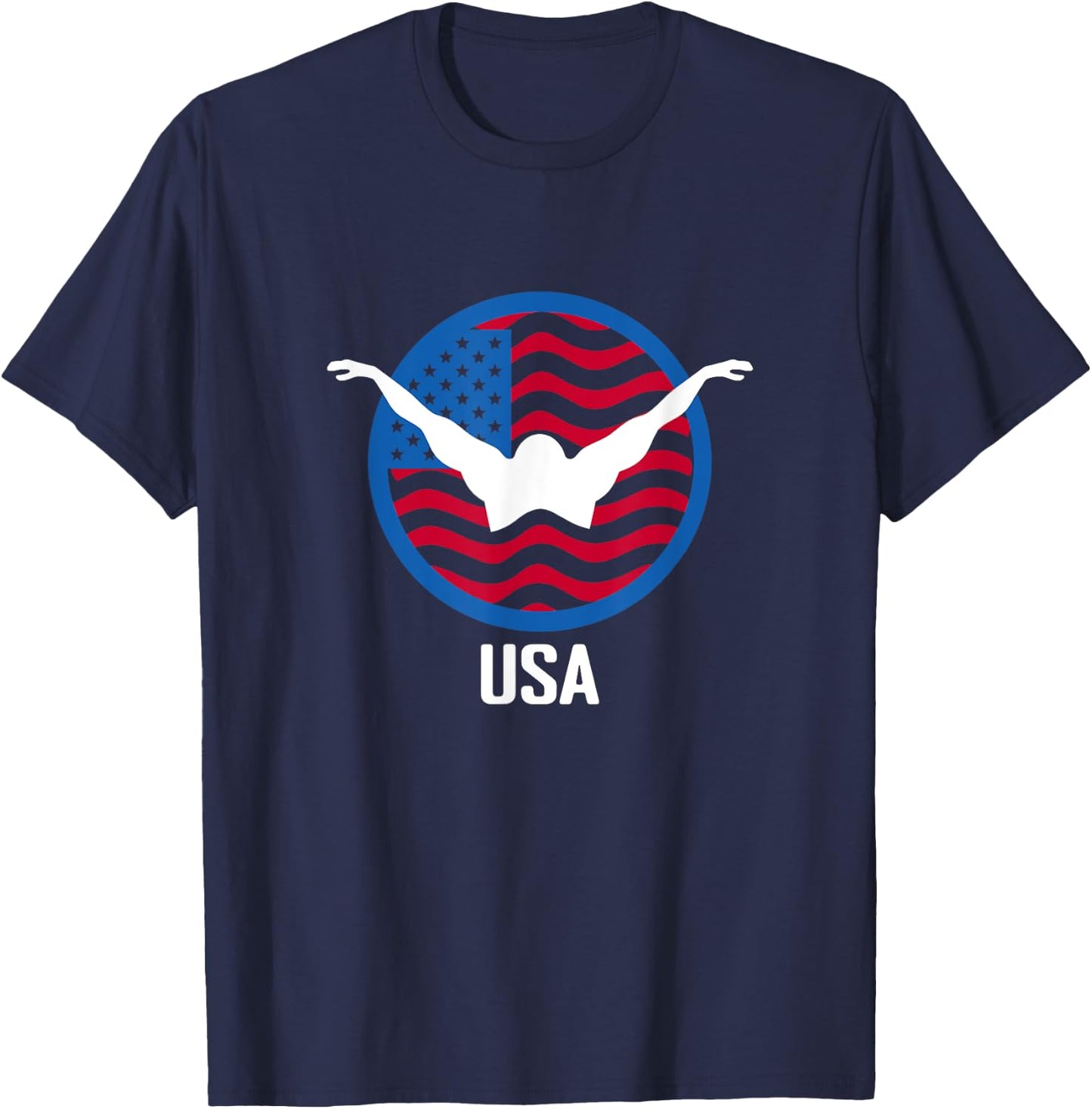 USA Swim Shirt, USA Summer Swimming 2024 Games Men Women Kids T-Shirt - T-Shirt | Navy