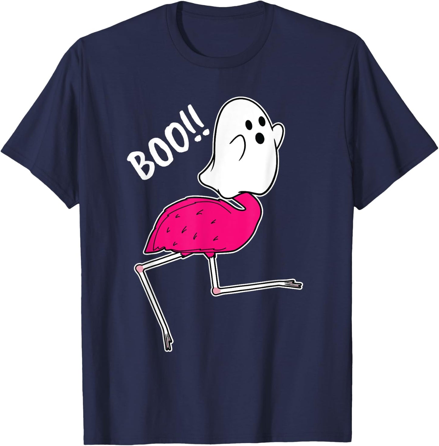 Flamingo Ghost Boo Lazy DIY Halloween Costume Funny Animal T-Shirt - T-Shirt | Navy