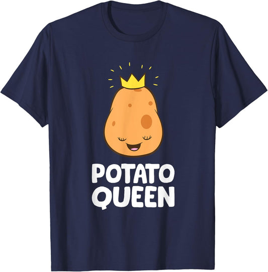 Funny Potato Lover Potato Queen T-Shirt - T-Shirt | Navy