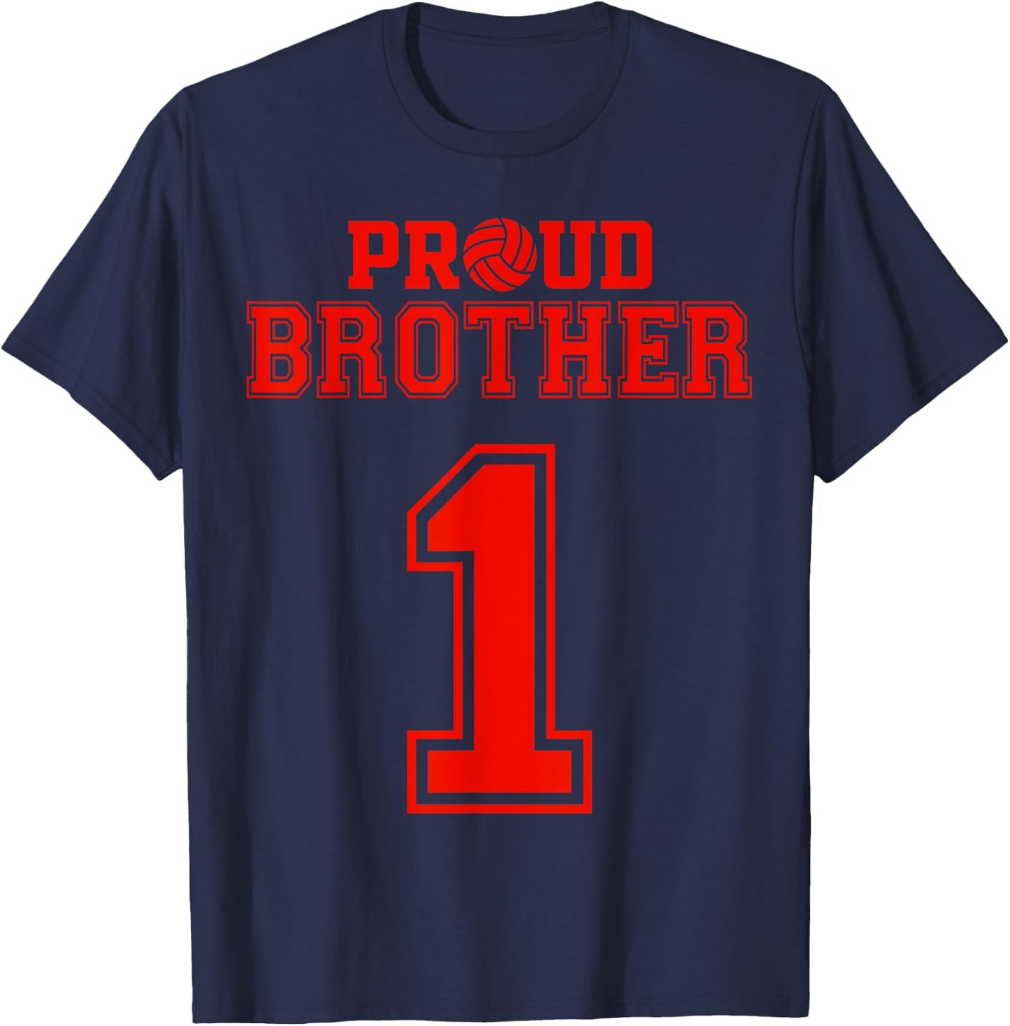 Proud Volleyball Brother Number 1 R T-Shirt - T-Shirt | Navy