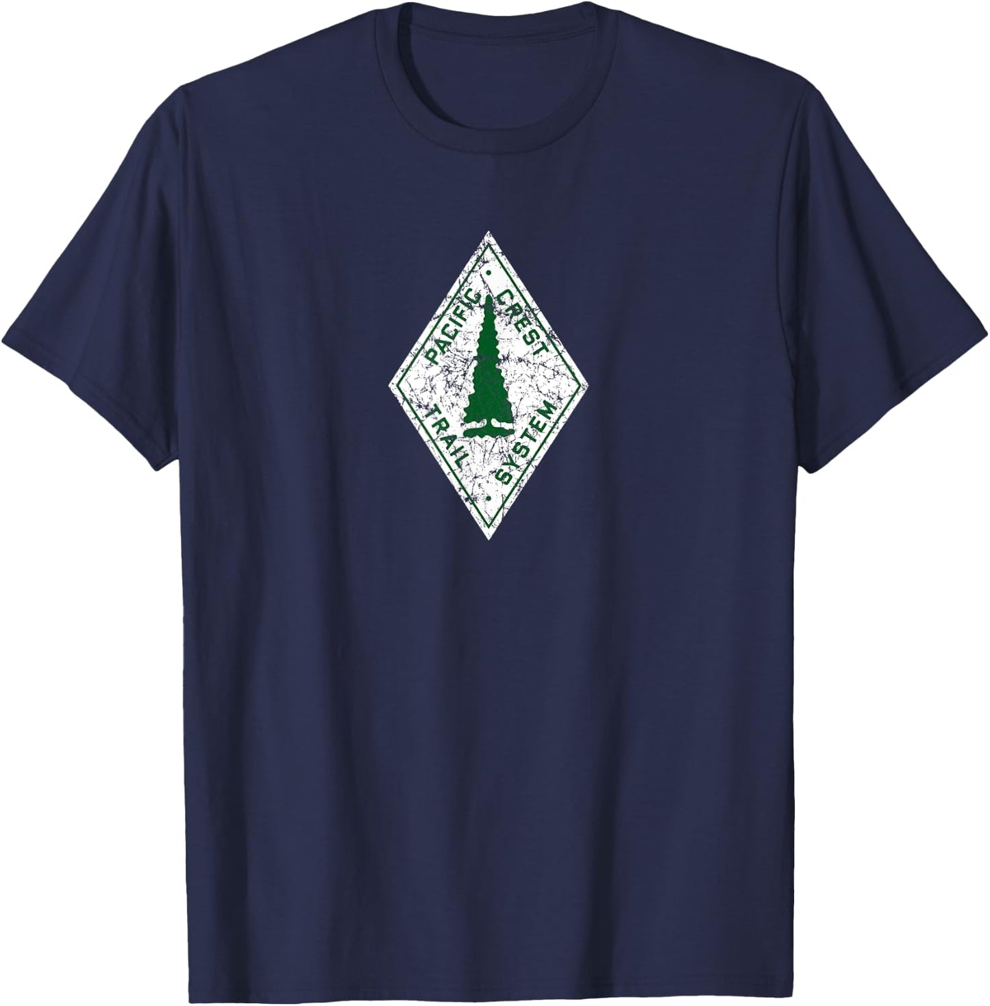 Pacific Crest Trail Marker Distressed , Small, Black T-Shirt - T-Shirt | Navy