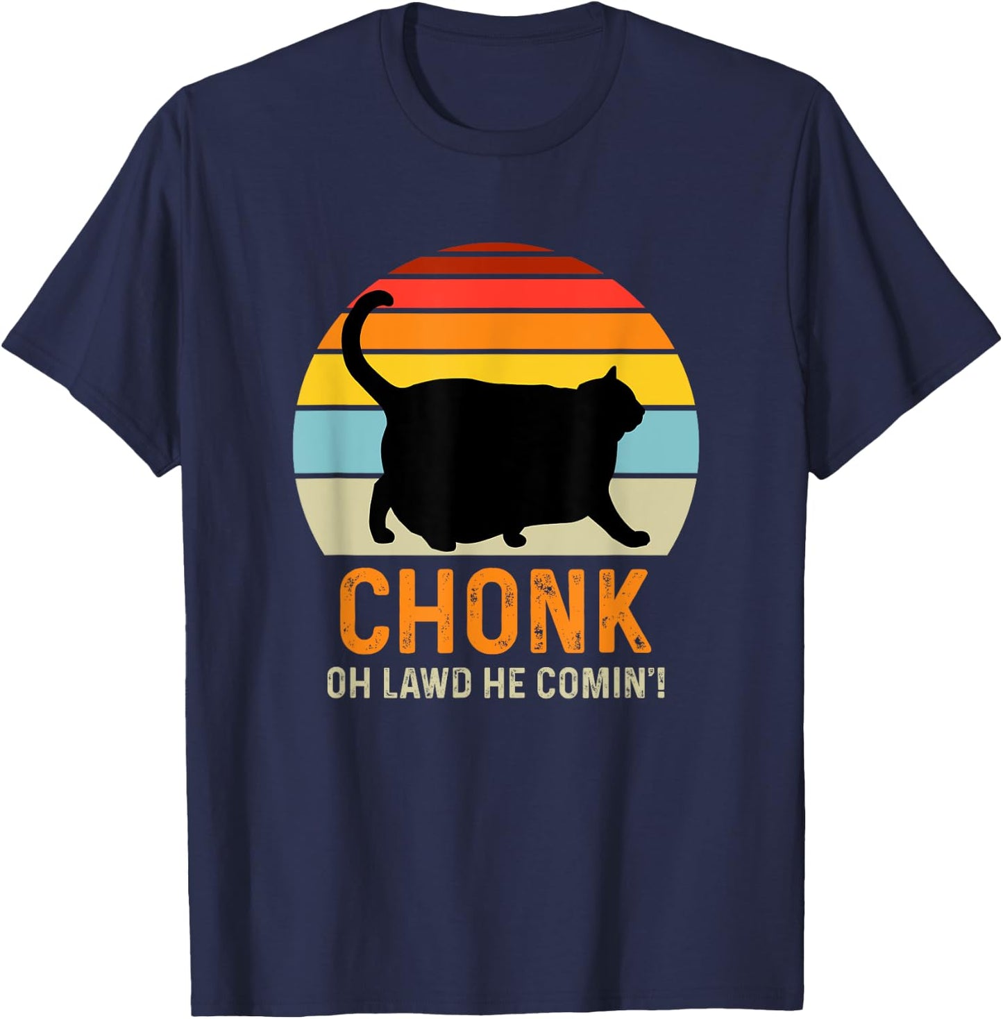 Funny Chonk Cat Meme Women Girls Kids T-Shirt - T-Shirt | Navy