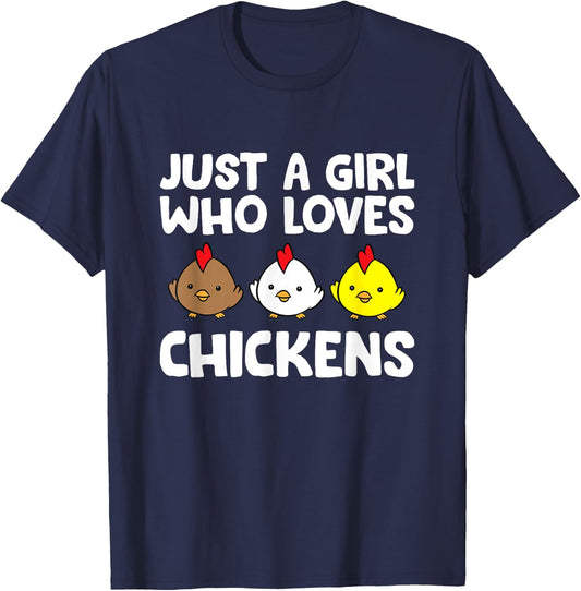 Just a Girl Who Loves Chickens T-Shirt - T-Shirt | Navy