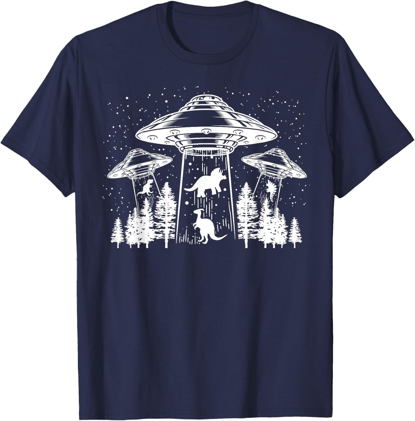 Alien Abduction Dinosaur UFO Funny Gifts Women Kids T-Shirt - T-Shirt | Navy