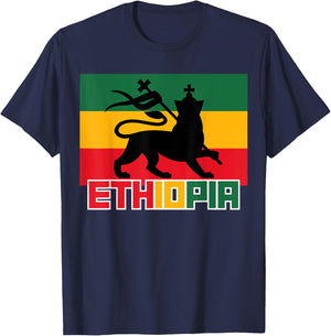 Ethiopia Ethiopian Apparel Lion Of Judah Art Design T-Shirt - T-Shirt | Navy