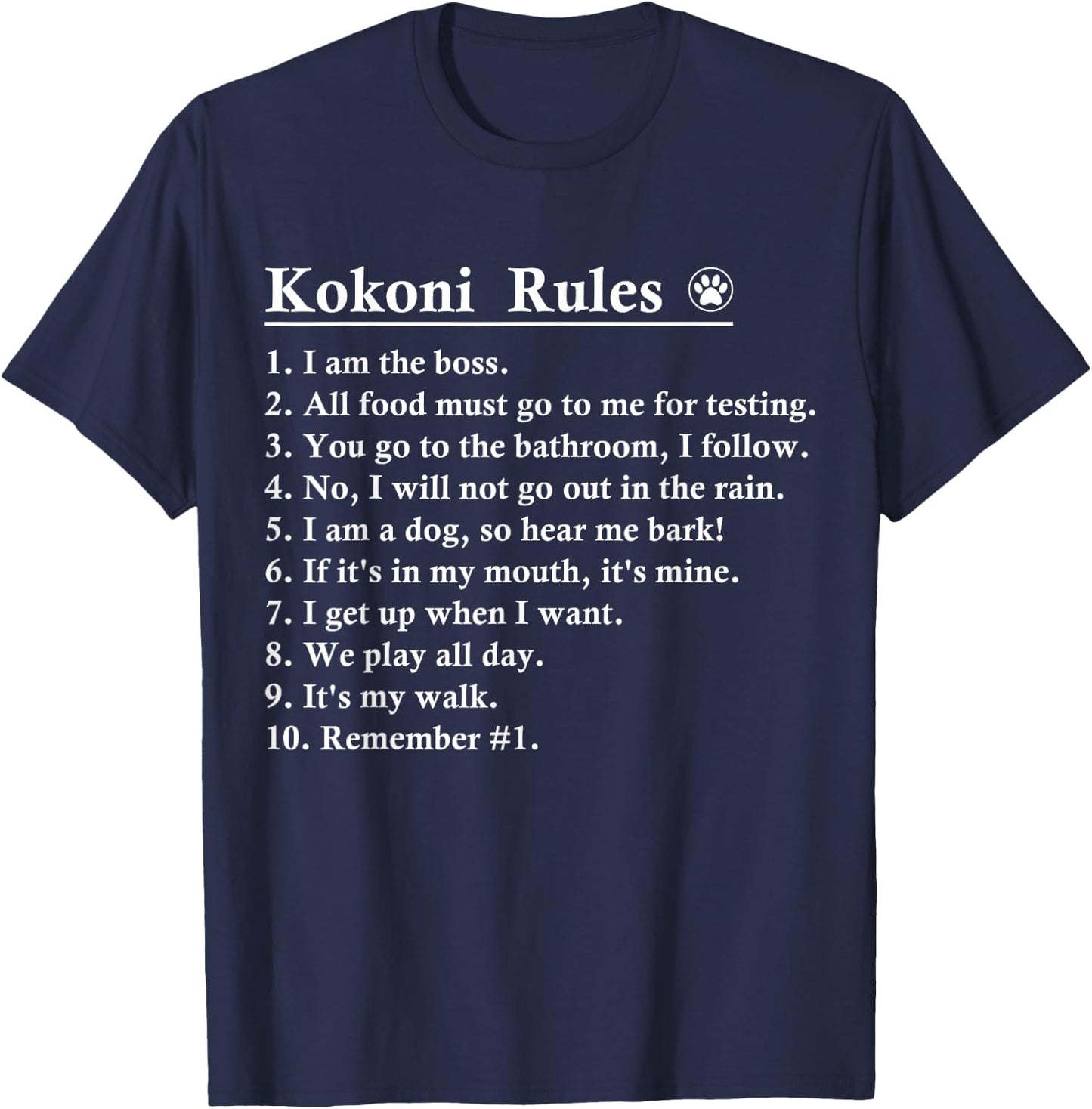 Funny Kokoni Dog Rules Women Kids T-Shirt - T-Shirt | Navy