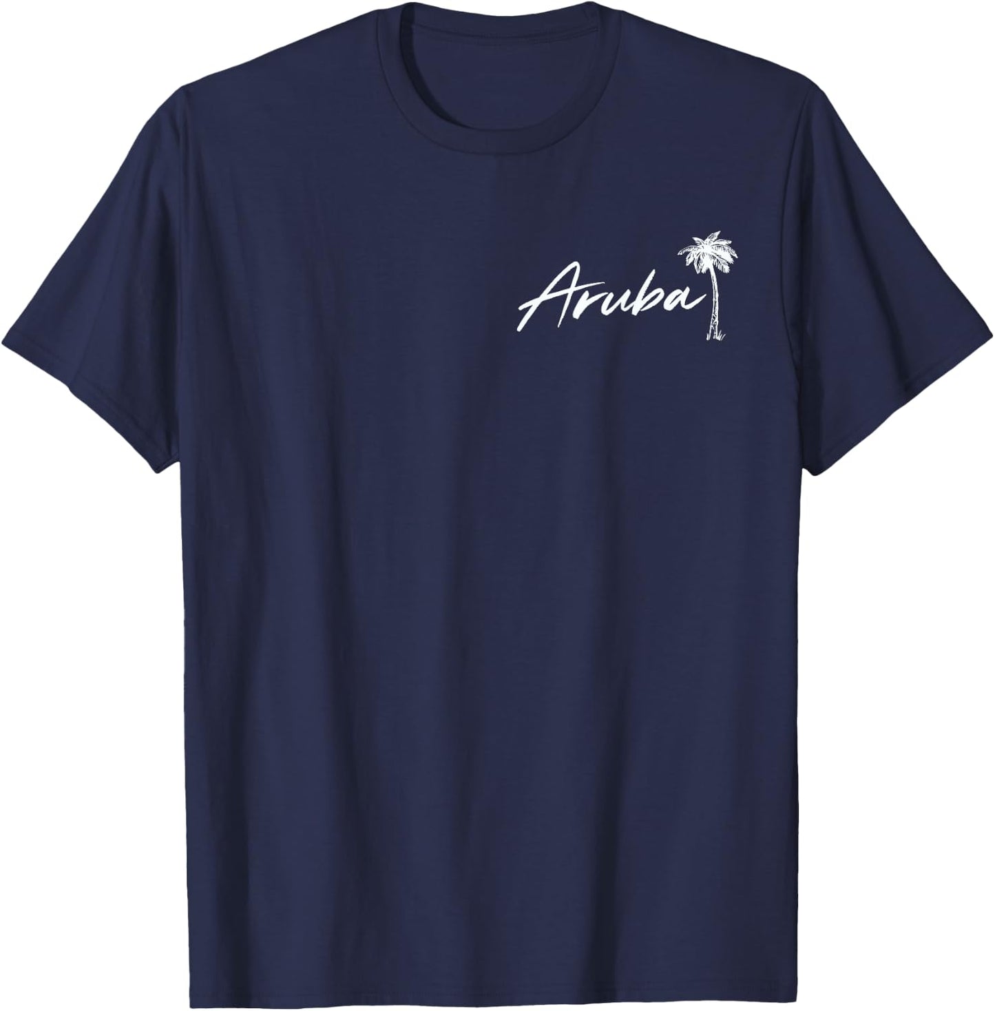Aruba Beach Getaway Travel Designs -Adults Black Small Classic Fit Short Sleeve T-Shirt - T-Shirt | Navy