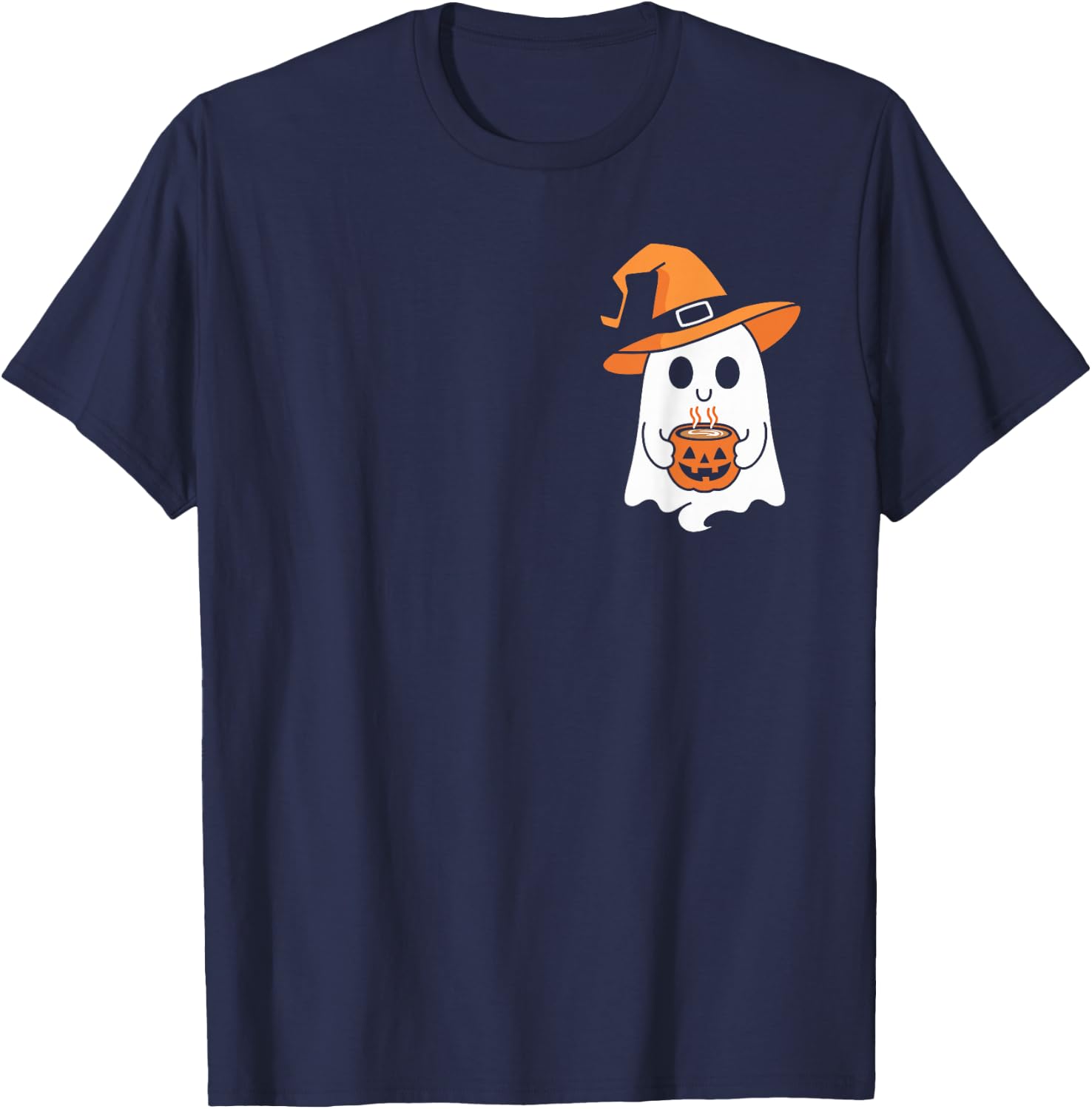Ghost Drinking Coffee Funny Halloween Costume Coffee Lover T-Shirt - T-Shirt | Navy