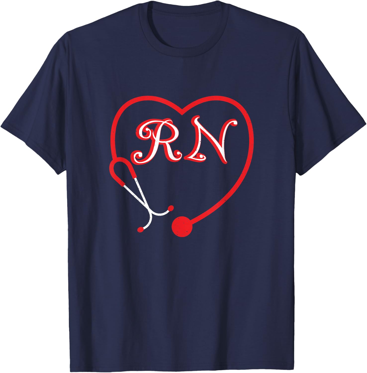 Registered Nurse Valentine's Day Heart stethoscope RN T-Shirt - T-Shirt | Navy