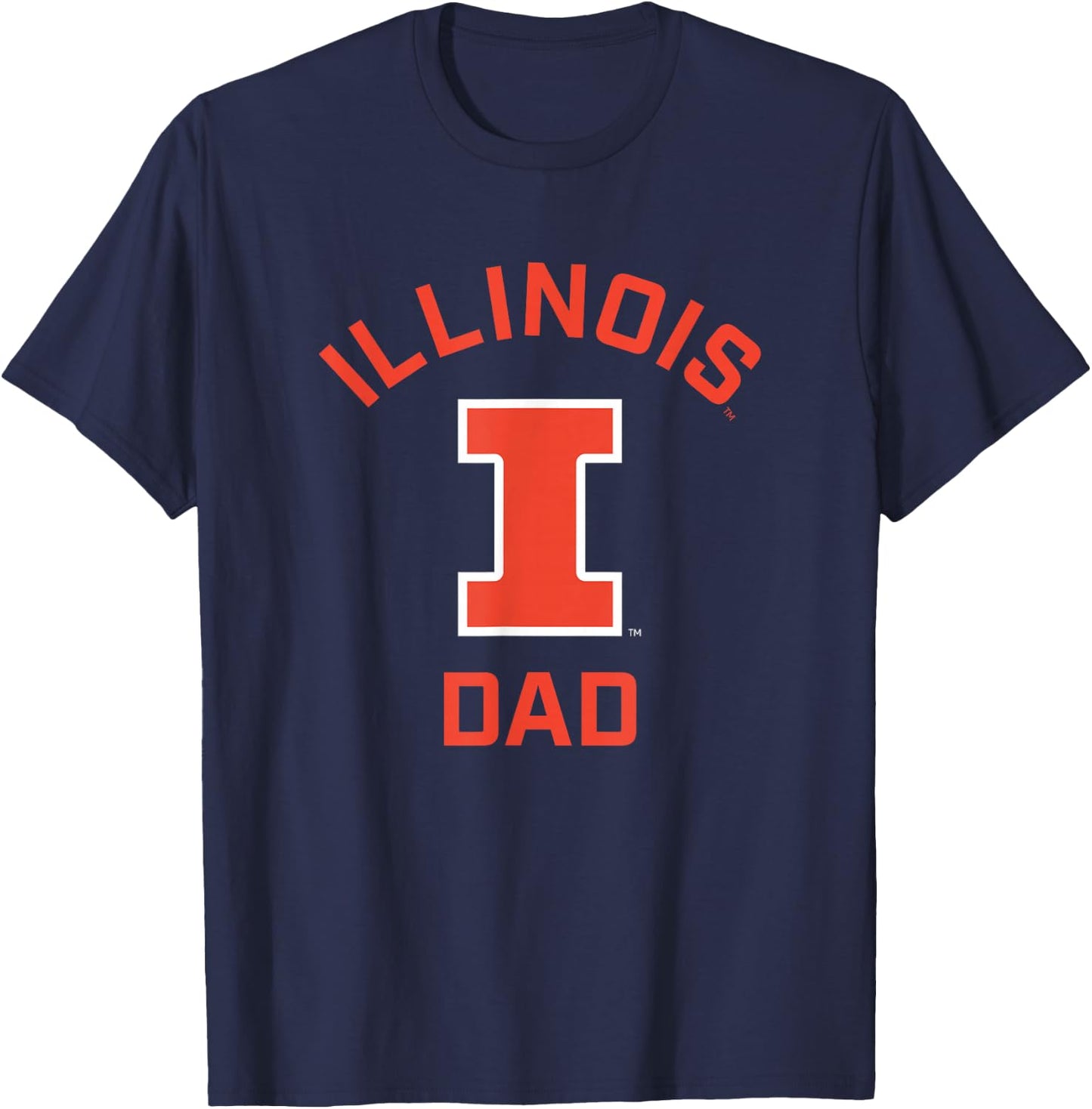 Campus Lab University of Illinois Fighting Illini Arched Dad - Blue, -Adults, Short Sleeve, Classic Fit, Small T-Shirt - T-Shirt | Navy