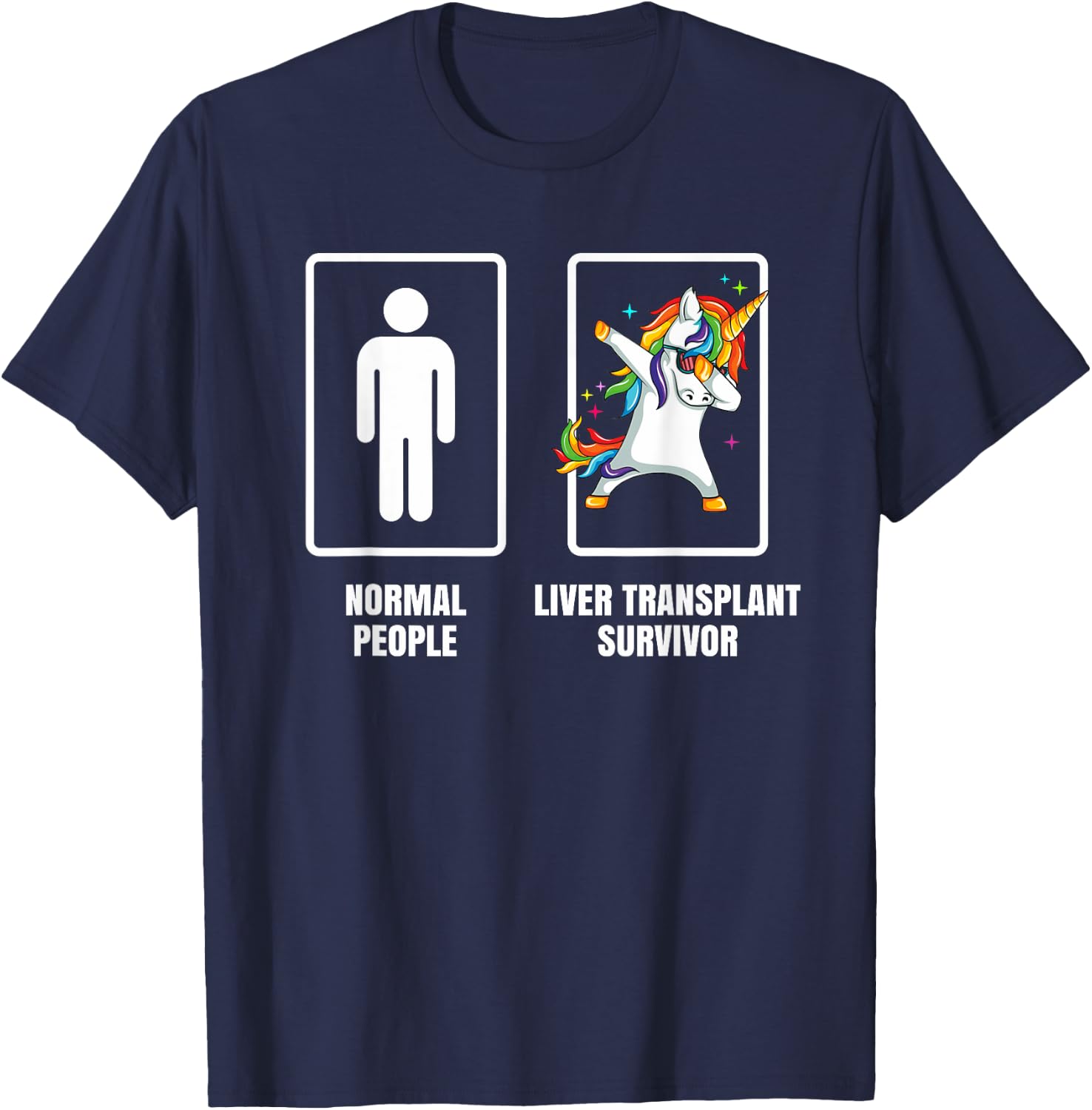 Dabbing Unicorn Liver Transplant Survivor Organ Recipient T-Shirt - T-Shirt | Navy