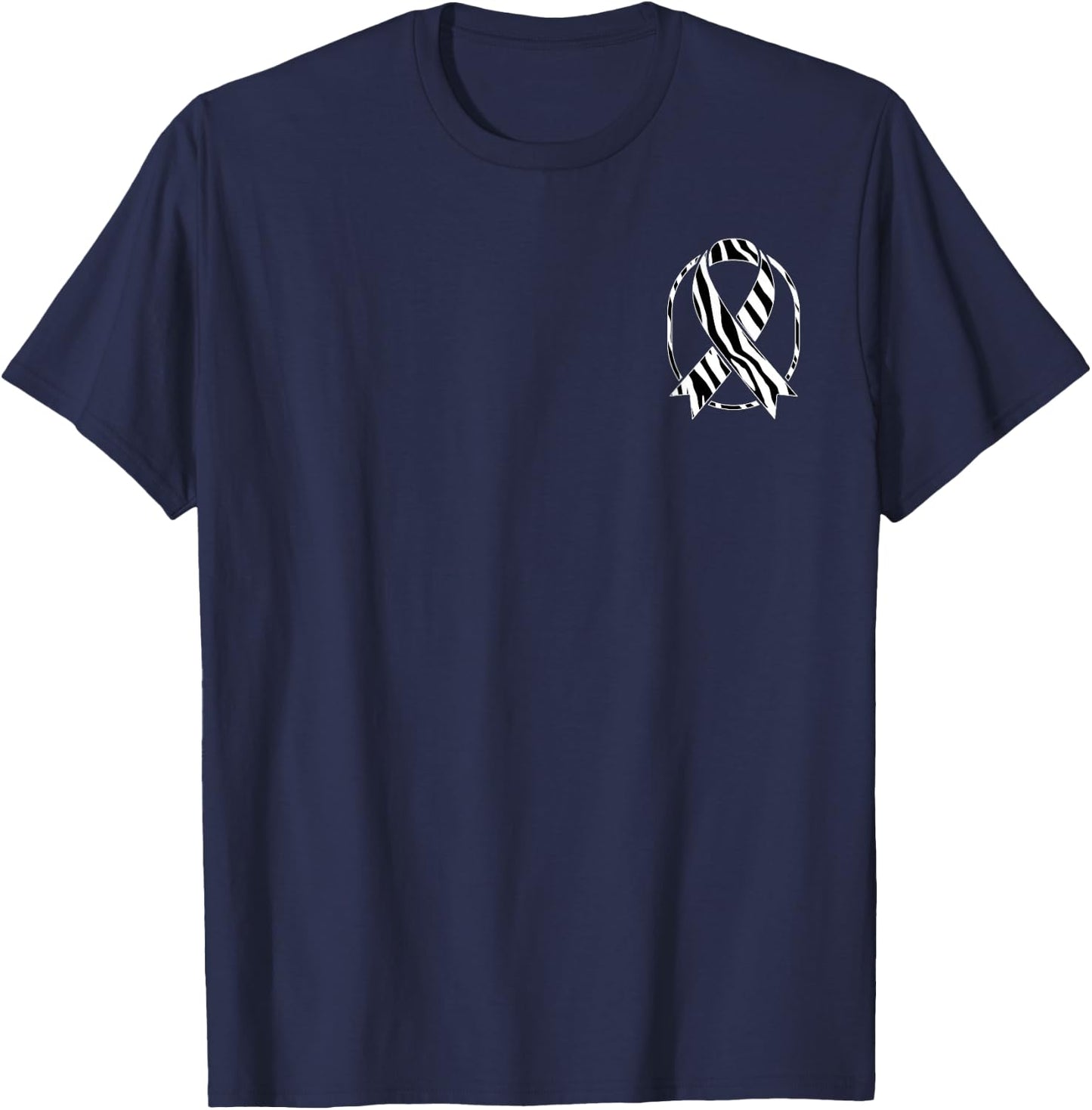 Zebra Ribbon Carcinoid Cancer Awareness T-Shirt - T-Shirt | Navy