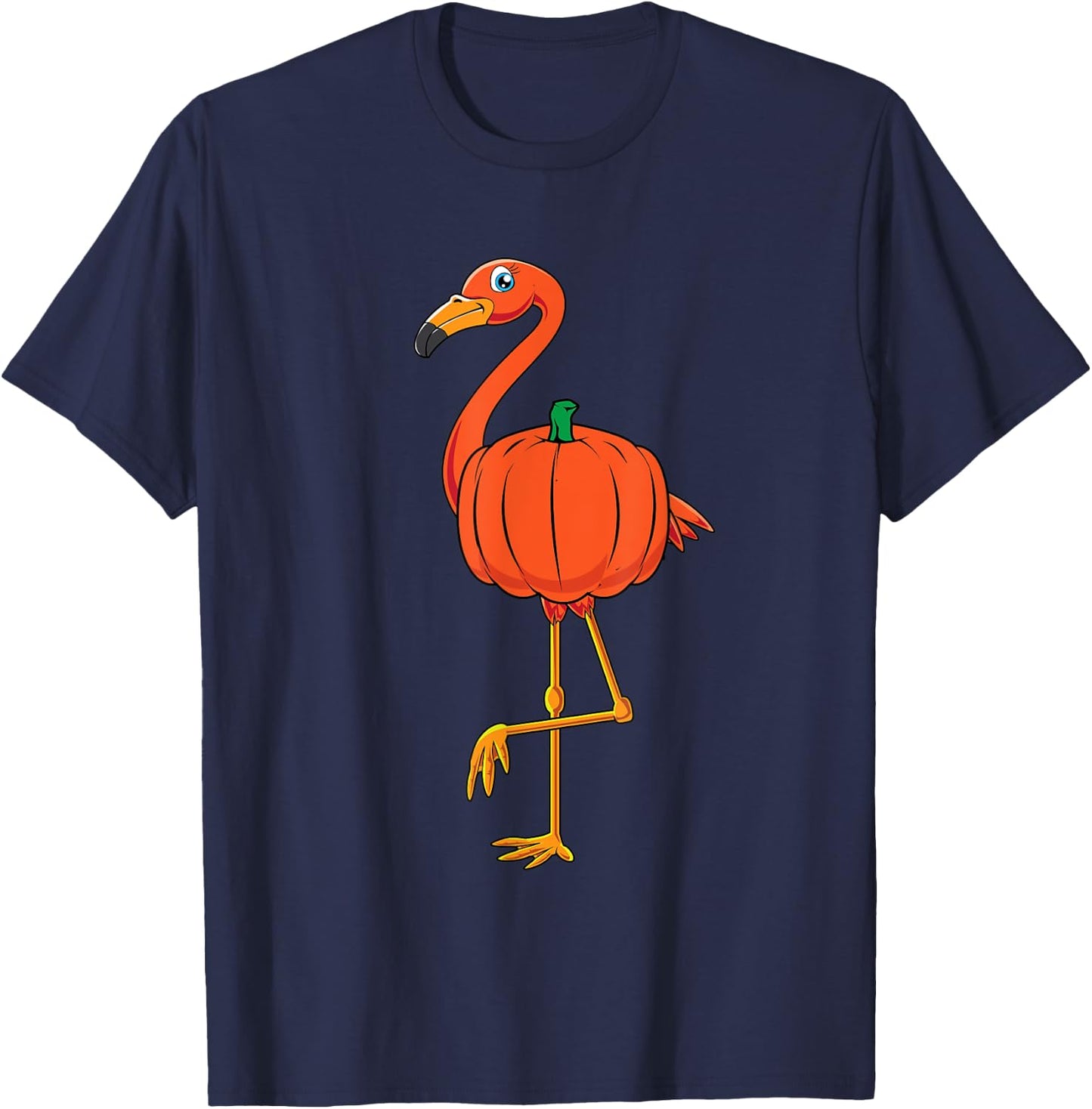 Flamingo Pumpkin Shirt Halloween Cute Flamingo Lover Costume T-Shirt - T-Shirt | Navy