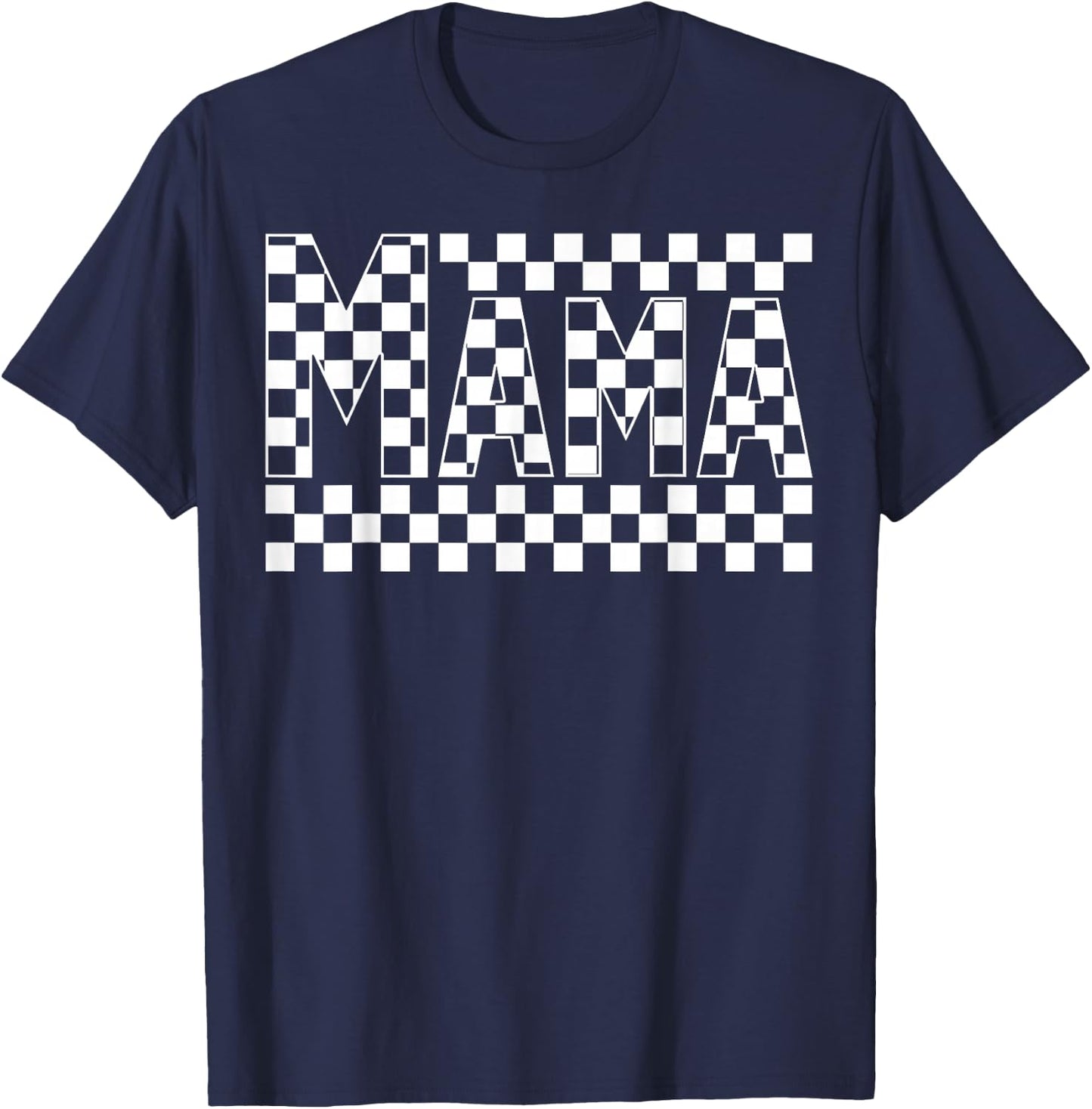 Funny Retro Checkered Mama Vintage Mom Mother's Day T-Shirt - T-Shirt | Navy