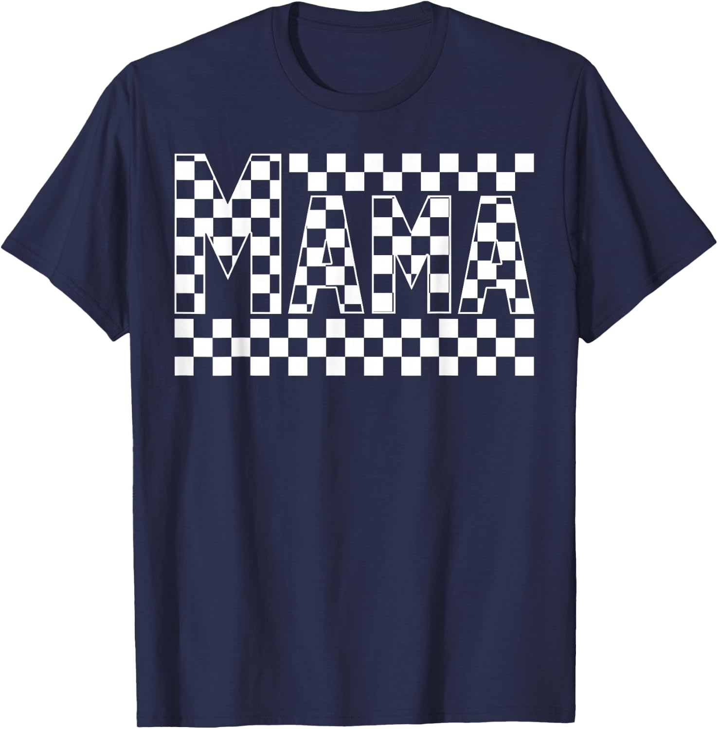 Funny Retro Checkered Mama Vintage Mom Mother's Day T-Shirt - T-Shirt | Navy