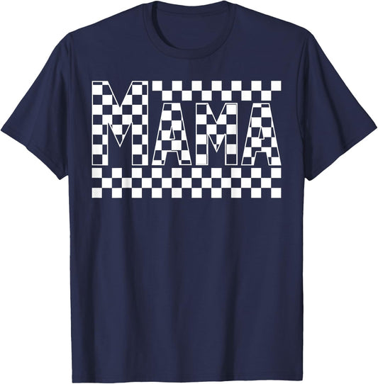 Funny Retro Checkered Mama Vintage Mom Mother's Day T-Shirt - T-Shirt | Navy