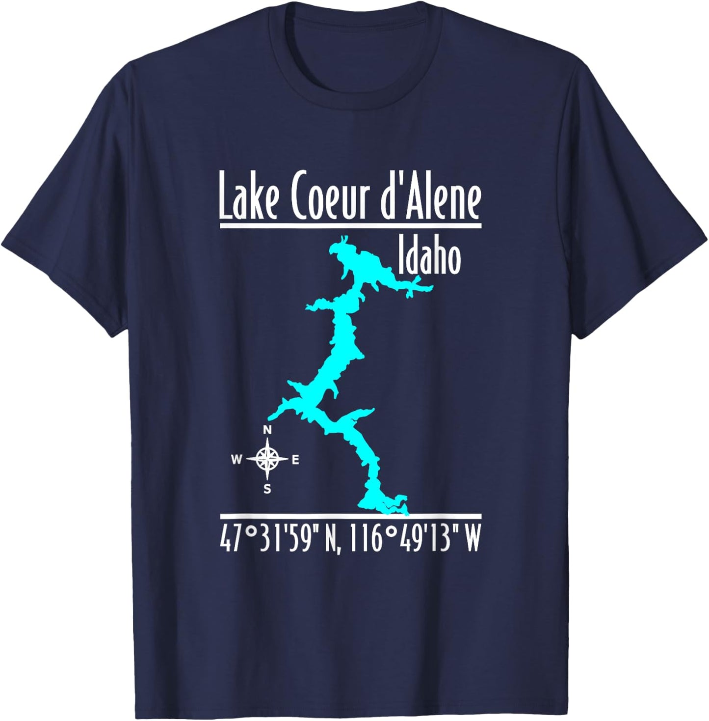 Modern Lake Coeur d'Alene - Idaho T-Shirt - T-Shirt | Navy