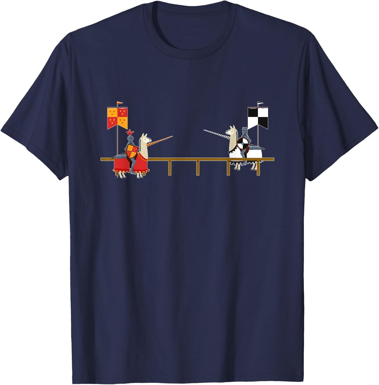 Llama Jousting - Funny Medieval Knight Lance T-Shirt - T-Shirt | Navy