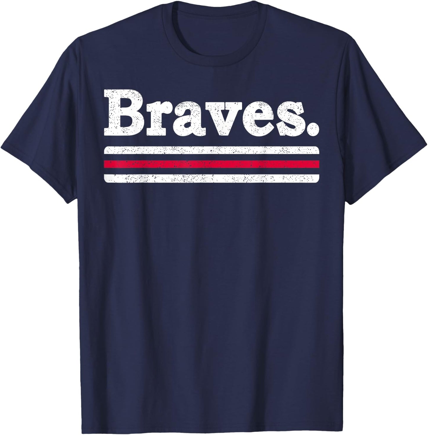 Vintage Braves Retro Three Stripes Weathered Shirt Men Women T-Shirt - T-Shirt | Navy