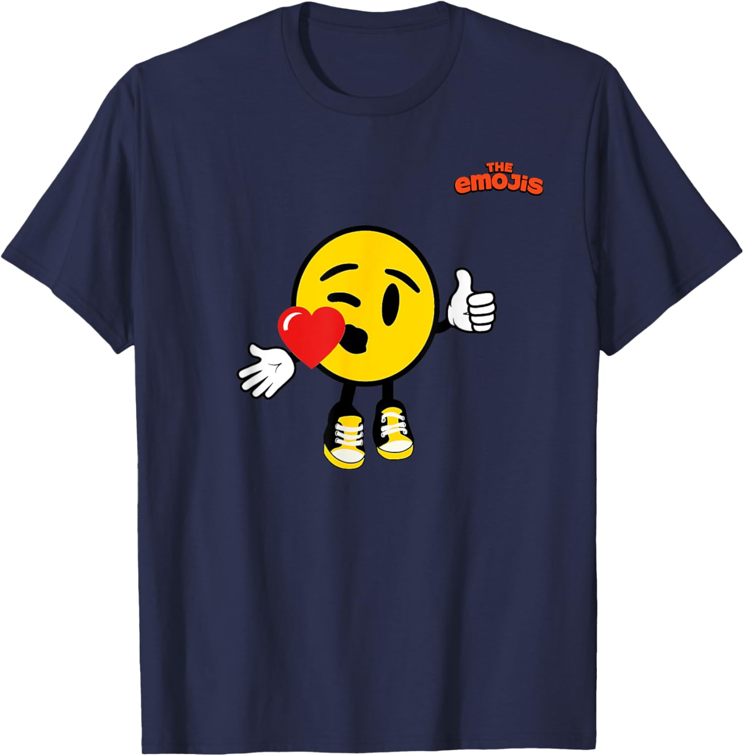 Emoji Kissing Heart Love Yellow Face Thumb Up T-Shirt - T-Shirt | Navy