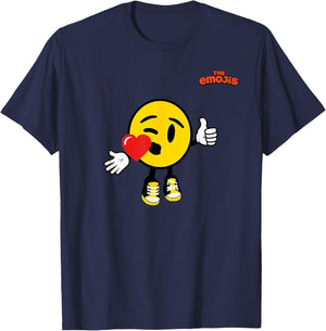Emoji Kissing Heart Love Yellow Face Thumb Up T-Shirt - T-Shirt | Navy