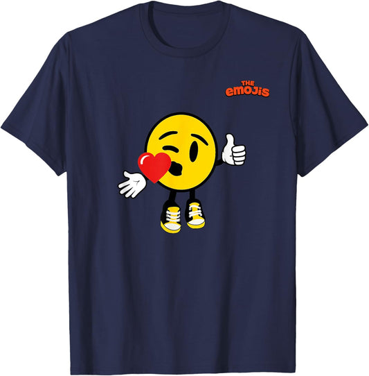 Emoji Kissing Heart Love Yellow Face Thumb Up T-Shirt - T-Shirt | Navy