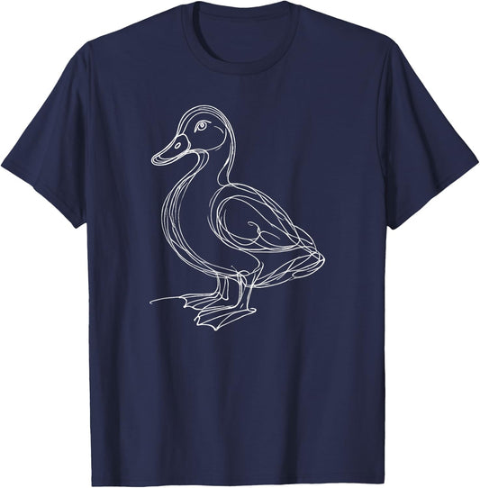 Line Art Duck Ducks T-Shirt - T-Shirt | Navy