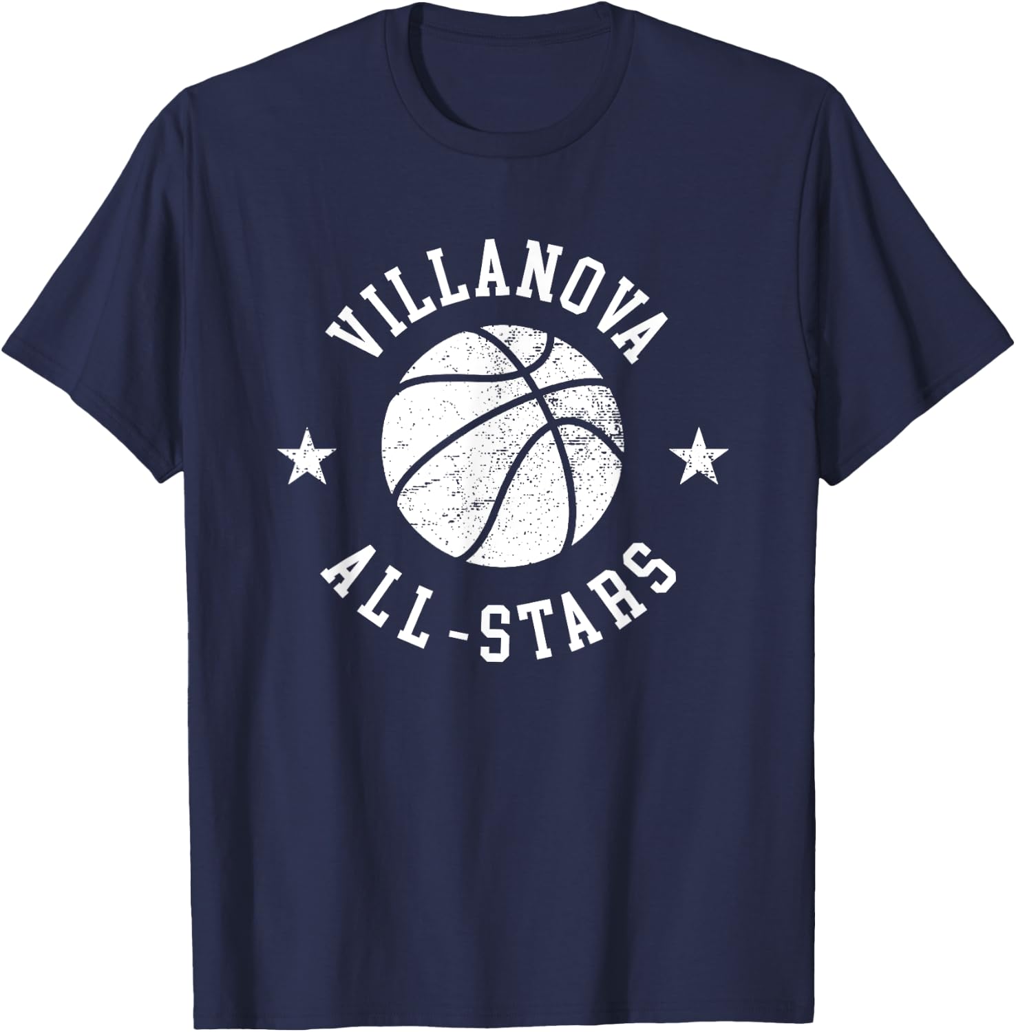 Villanova Vintage All-Stars Retro 80s Basketball T-Shirt - T-Shirt | Navy