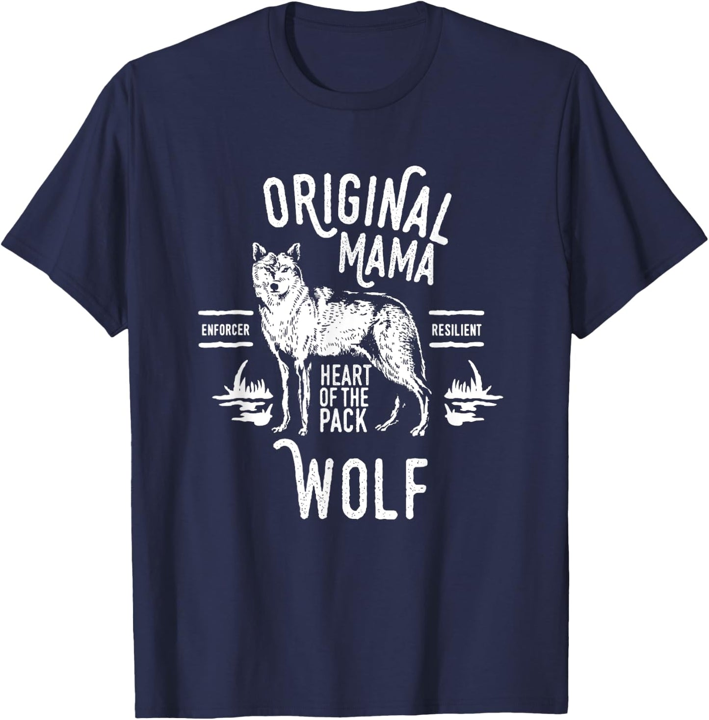Original Mama Wolf, Heart of the Pack, Mother's Day T-Shirt - T-Shirt | Navy
