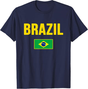 Brazil Flag Design Green Yellow Blue Women Kids T-Shirt - T-Shirt | Navy