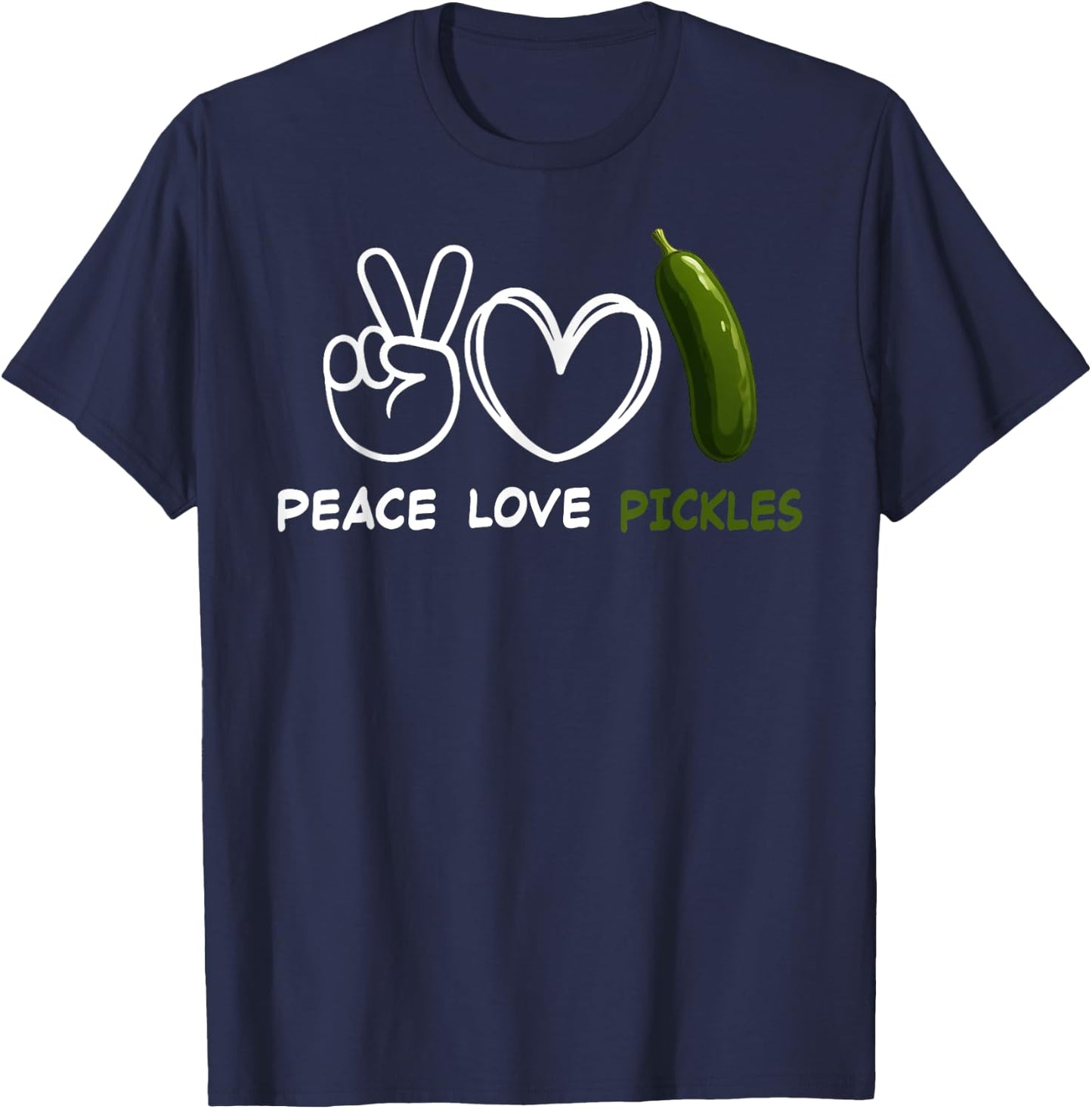 Peace, Love Pickles Retro Pickles Lover Food Lover T-Shirt - T-Shirt | Navy