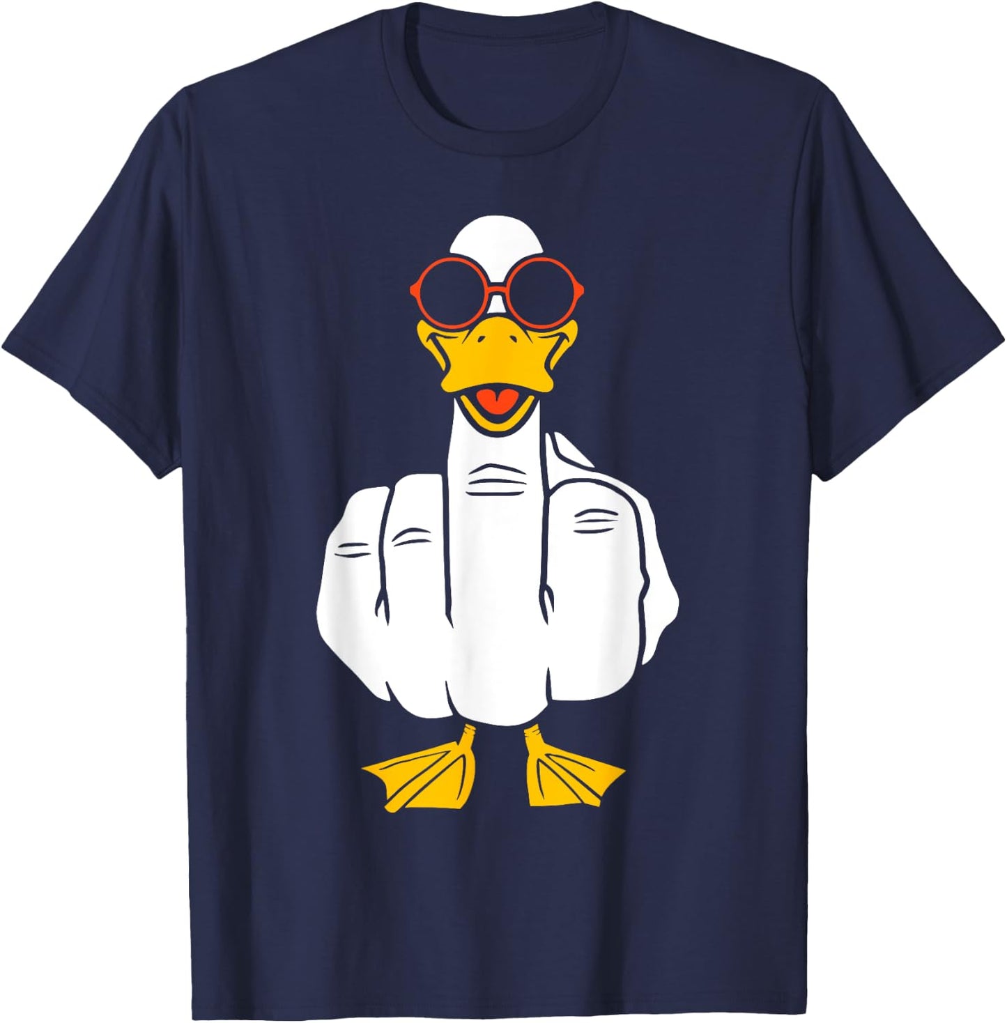 Middle Finger Funny Duck Inappropriate Rude Antisocial T-Shirt - T-Shirt | Navy