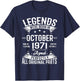 Legends Were Born in October 1971 Vintage Birth Of Birthday T-Shirt - T-Shirt | Navy