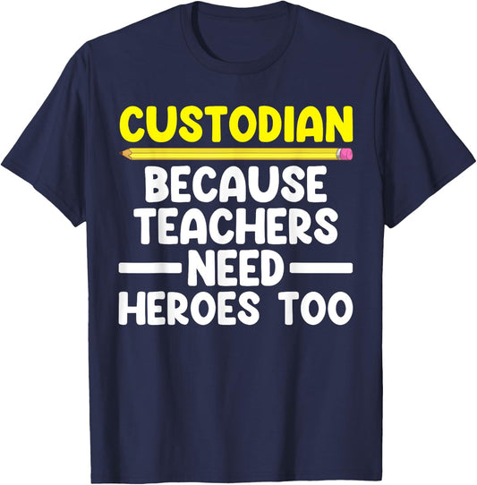 Best Custodian Design Women Janitor School Custodian T-Shirt - T-Shirt | Navy