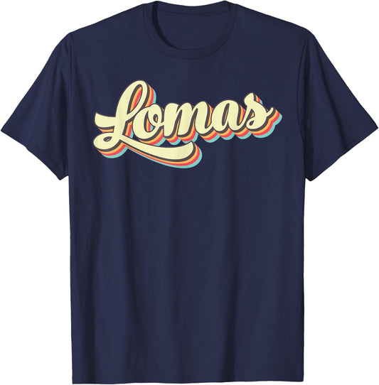 Lomas Retro Art Baseball Font Vintage T-Shirt - T-Shirt | Navy