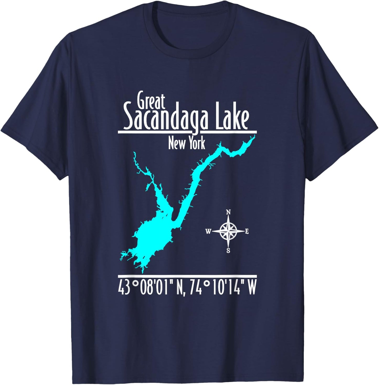 Modern Great Sacandaga Lake - New York T-Shirt - T-Shirt | Navy