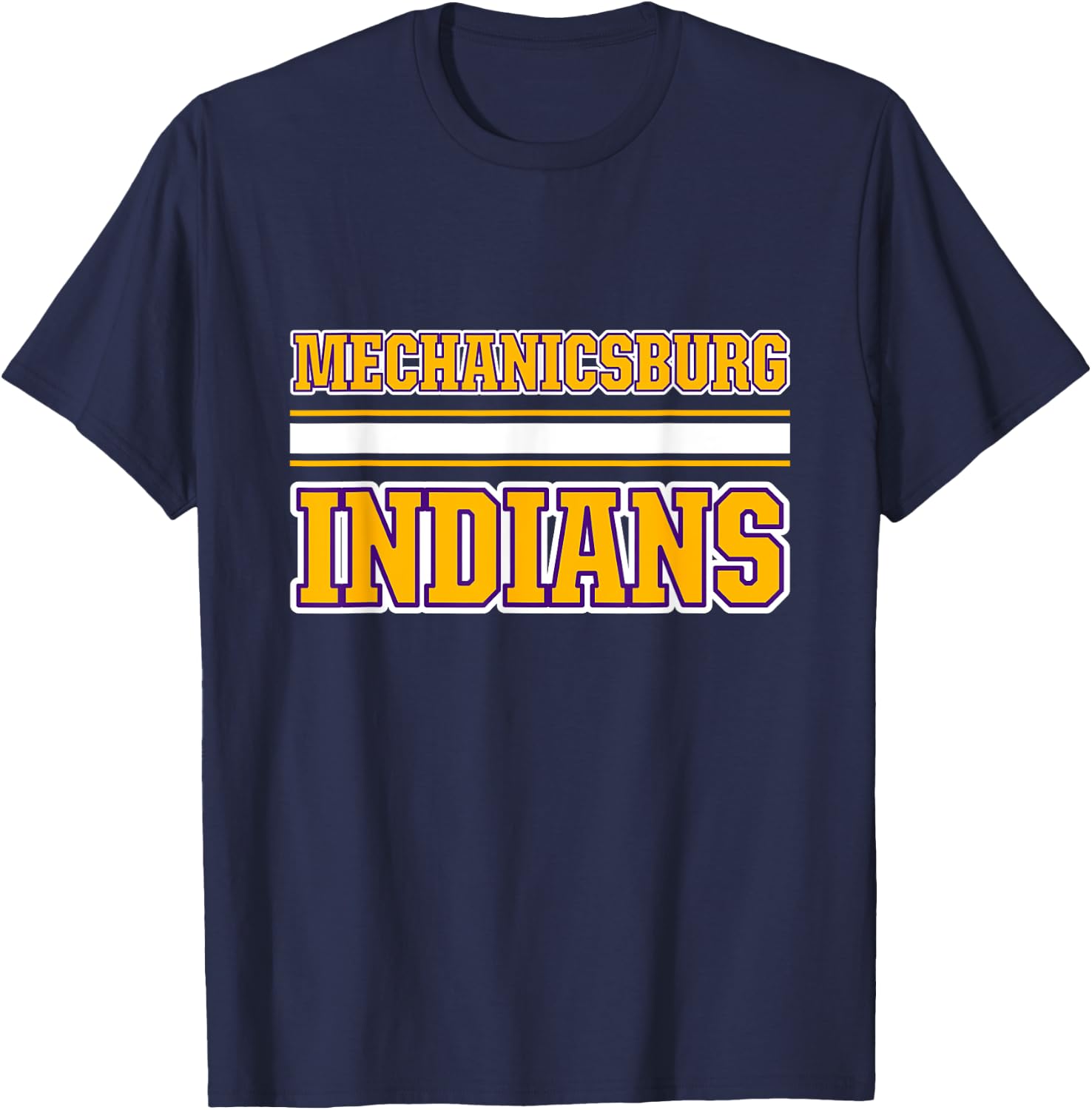 Mechanicsburg Indians Horizontal Stripes T-Shirt - T-Shirt | Navy