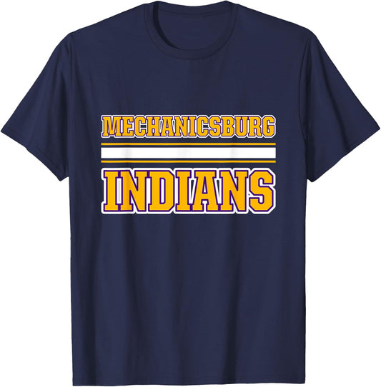 Mechanicsburg Indians Horizontal Stripes T-Shirt - T-Shirt | Navy