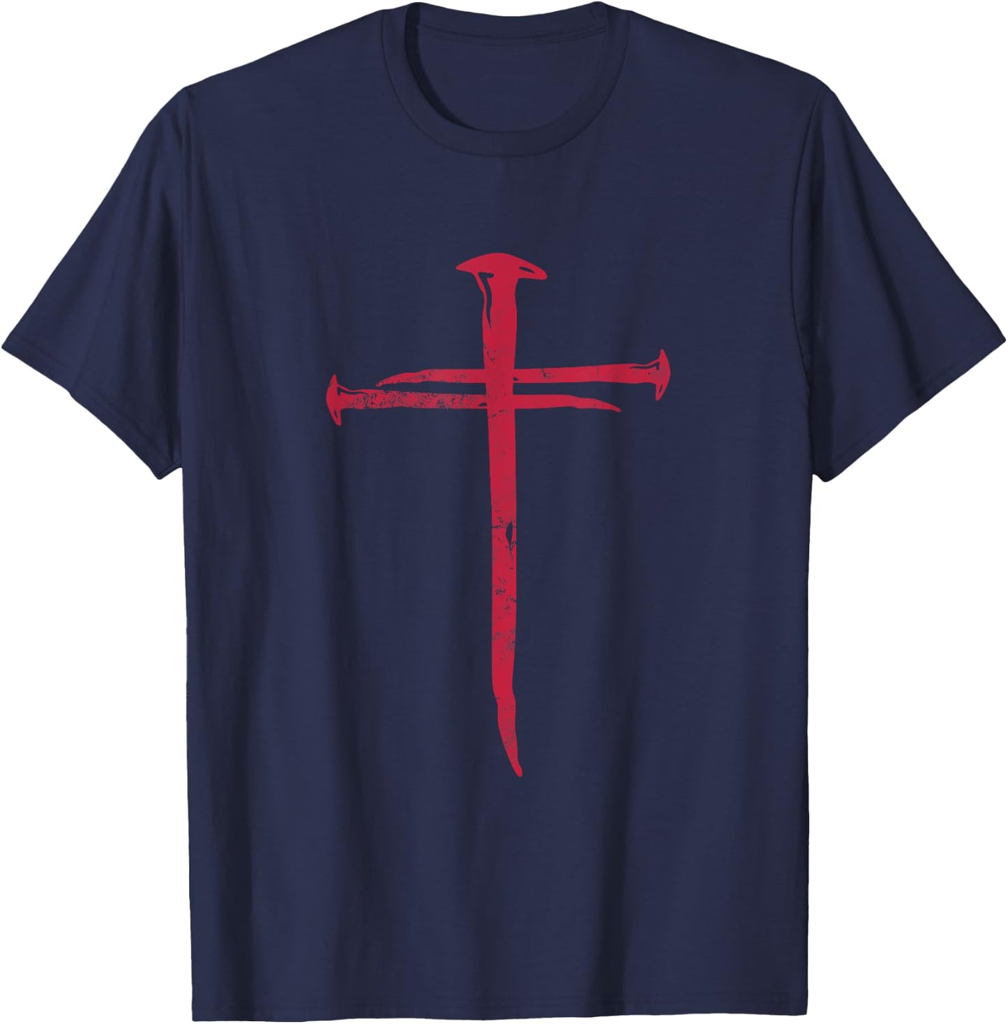 Cross Nails Crucifix Christian Catholic Religous Grunge T-Shirt - T-Shirt | Navy