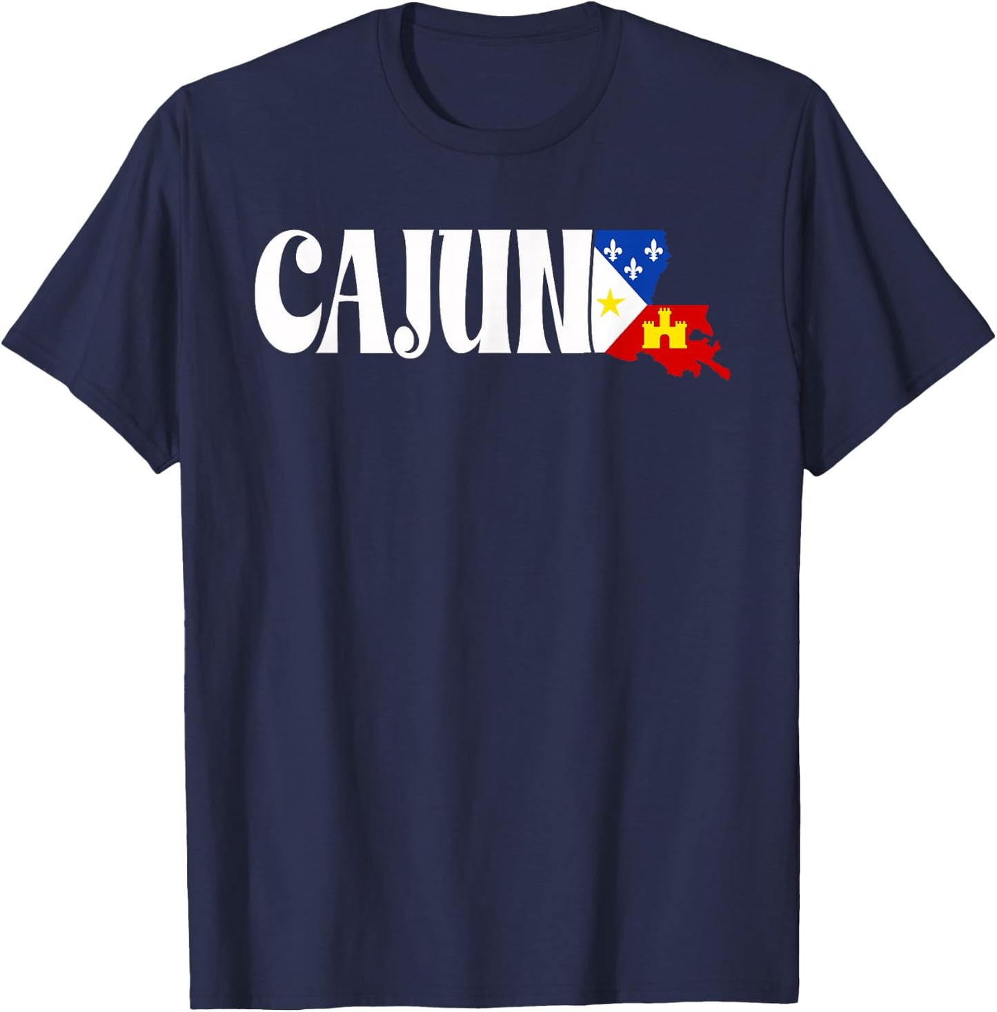 Cajun American Flag Louisiana Heritage T-Shirt - T-Shirt | Navy