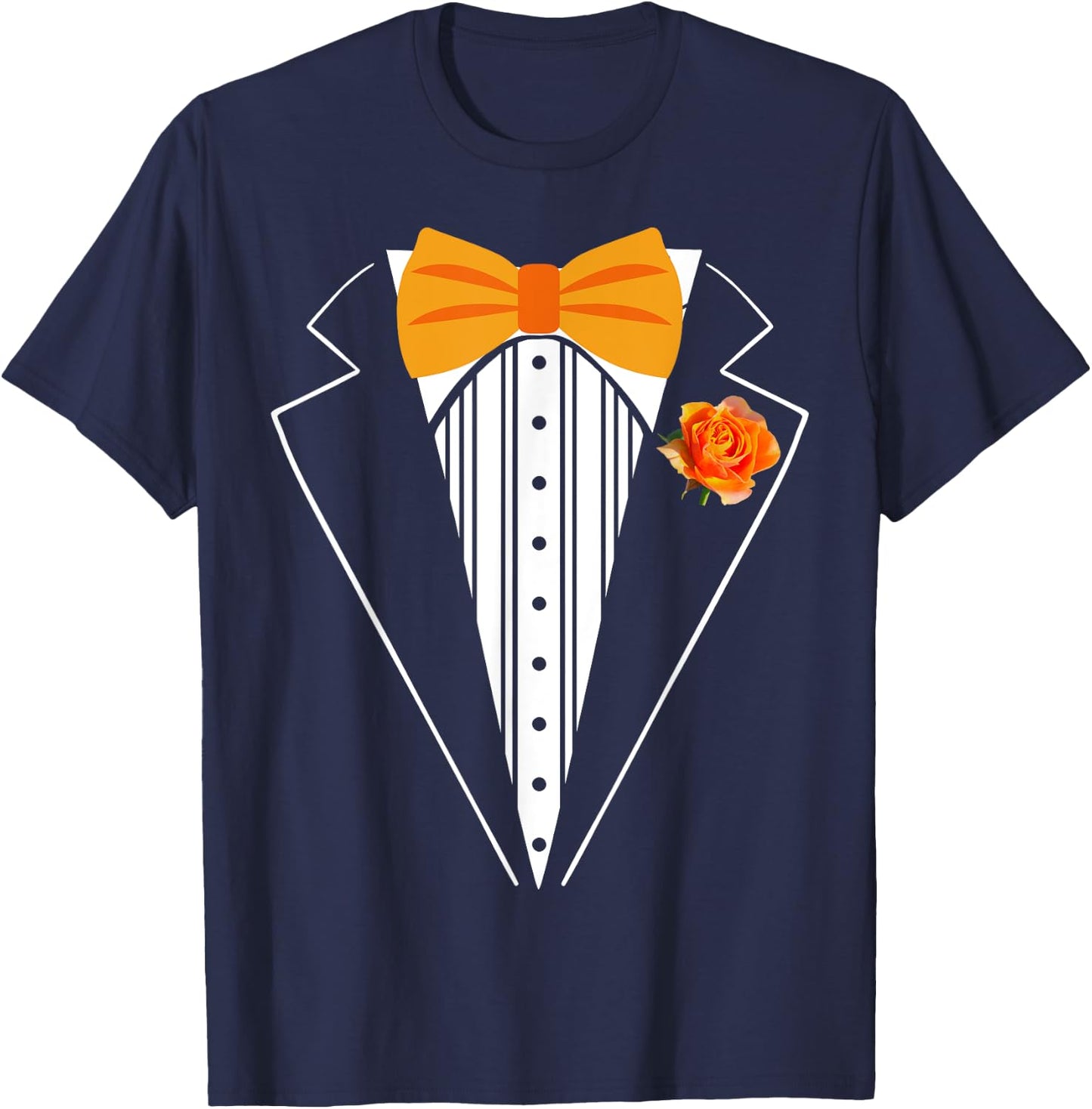 Kids Adult Orange Bowtie Tuxedo Toddler Costume Youth Tux T-Shirt - T-Shirt | Navy
