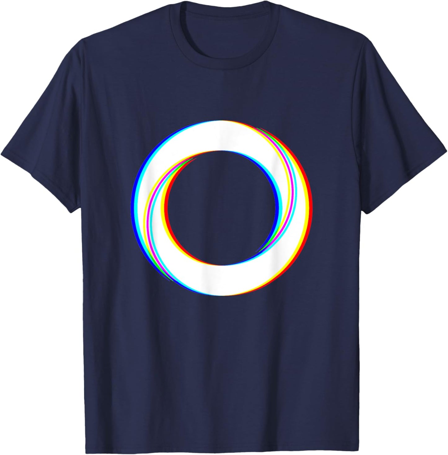 Trippy Geometric Circle Shape Abstract Optical Illusion EDM T-Shirt - T-Shirt | Navy