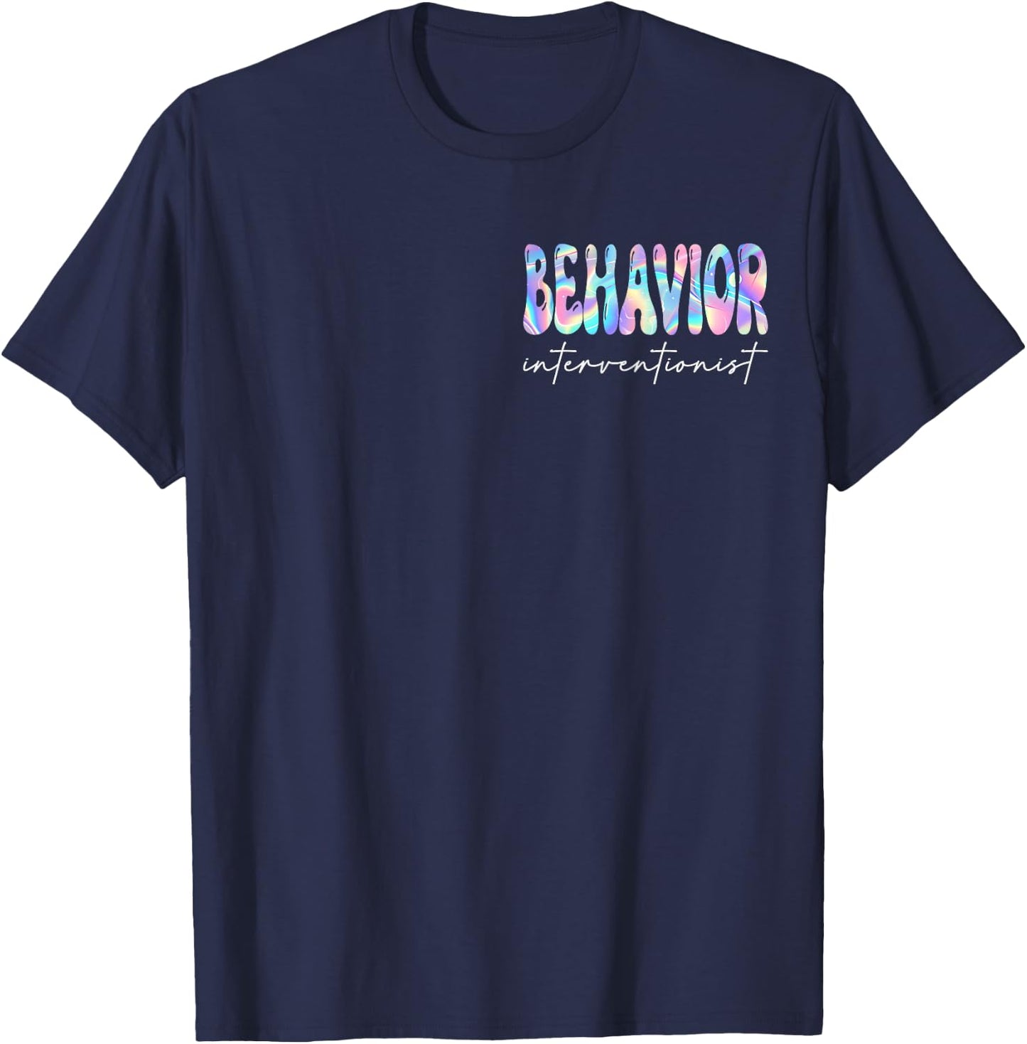 Behavior Interventionist Groovy Back to School Teachers T-Shirt - T-Shirt | Navy