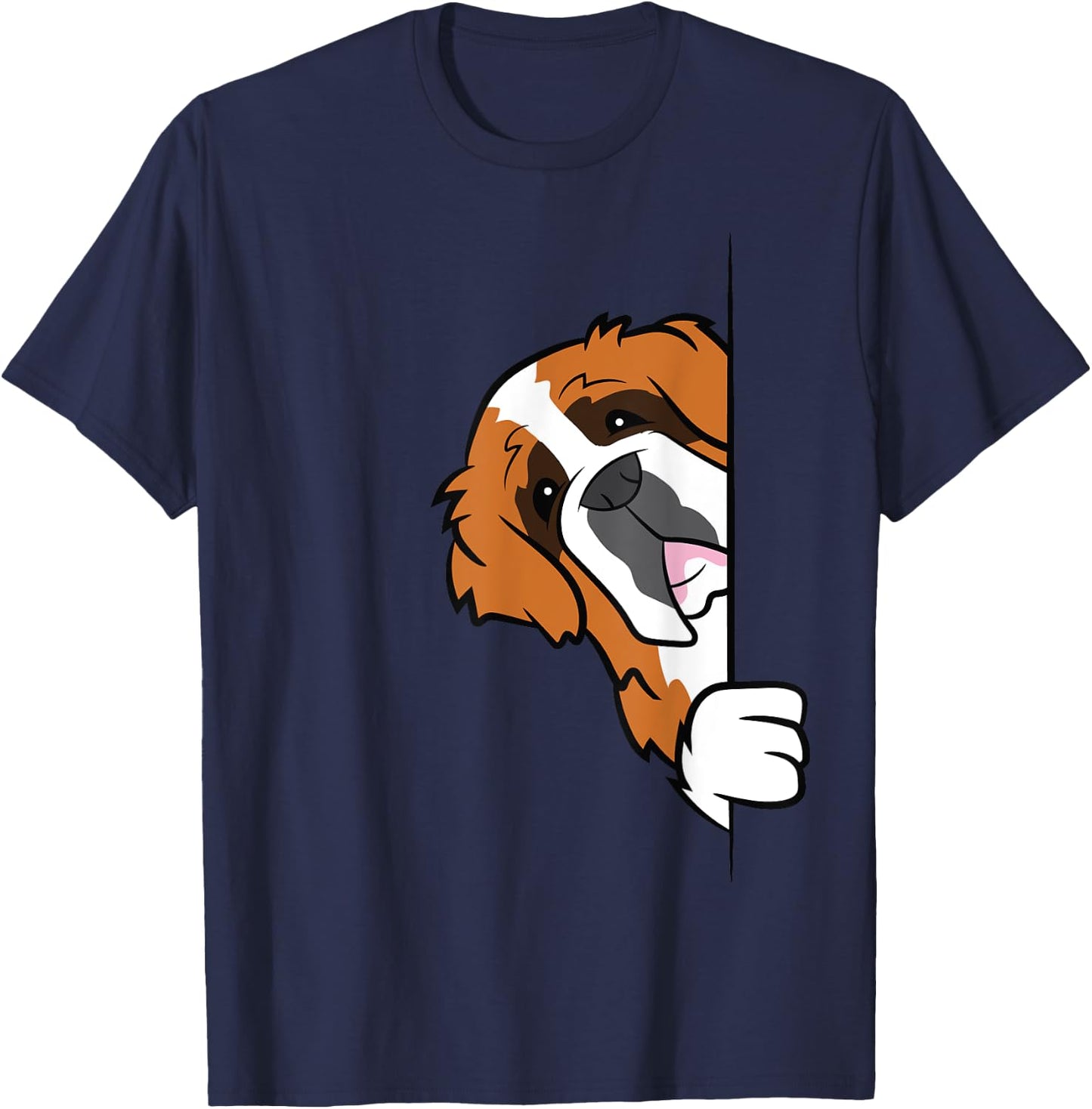 Cute Saint Bernard Dog Peeking From Side Funny Saint Bernard T-Shirt - T-Shirt | Navy