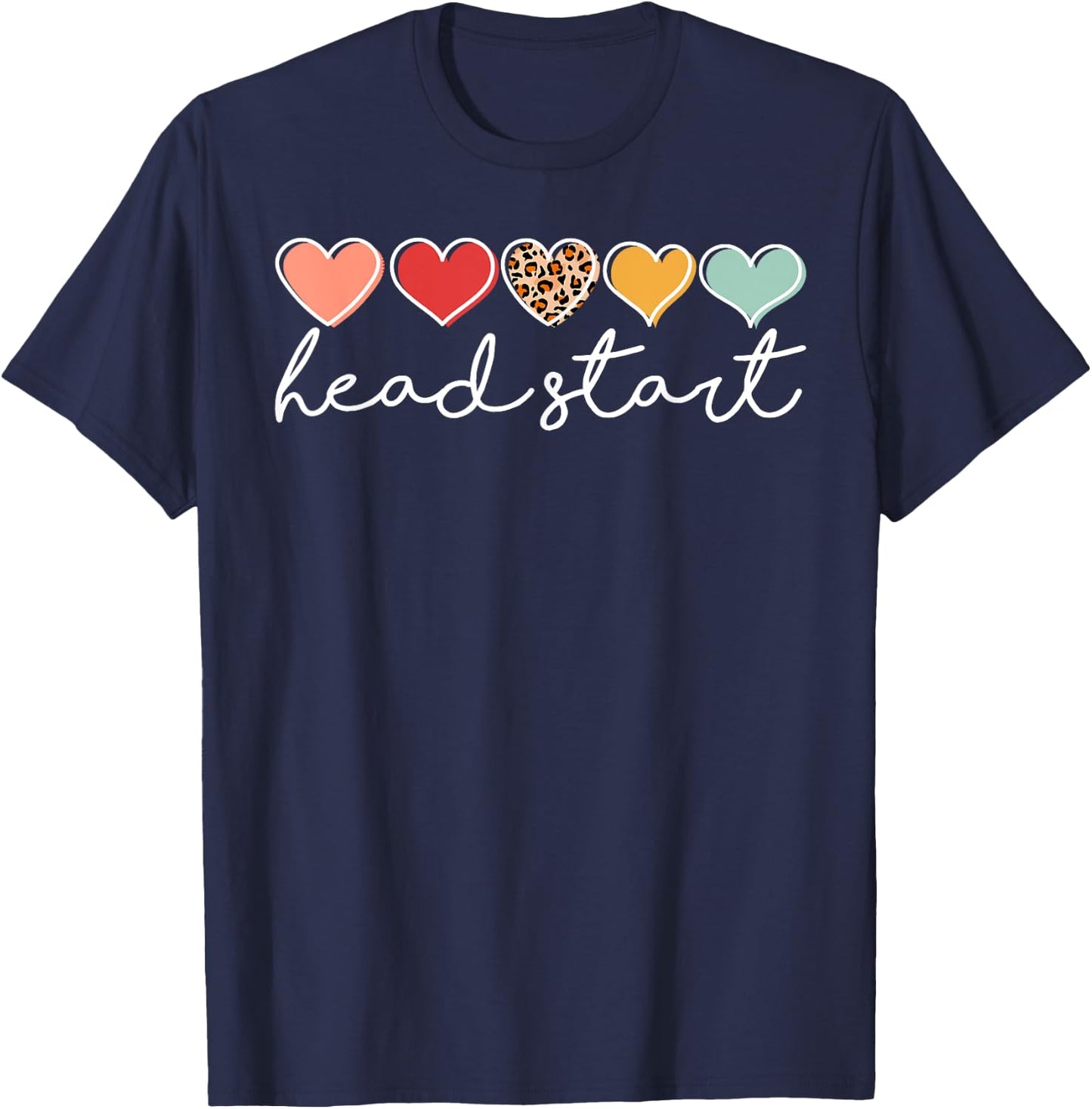 Back To School Head Start Heart Homeschool Headstart Teacher Women Kids T-Shirt - T-Shirt | Navy