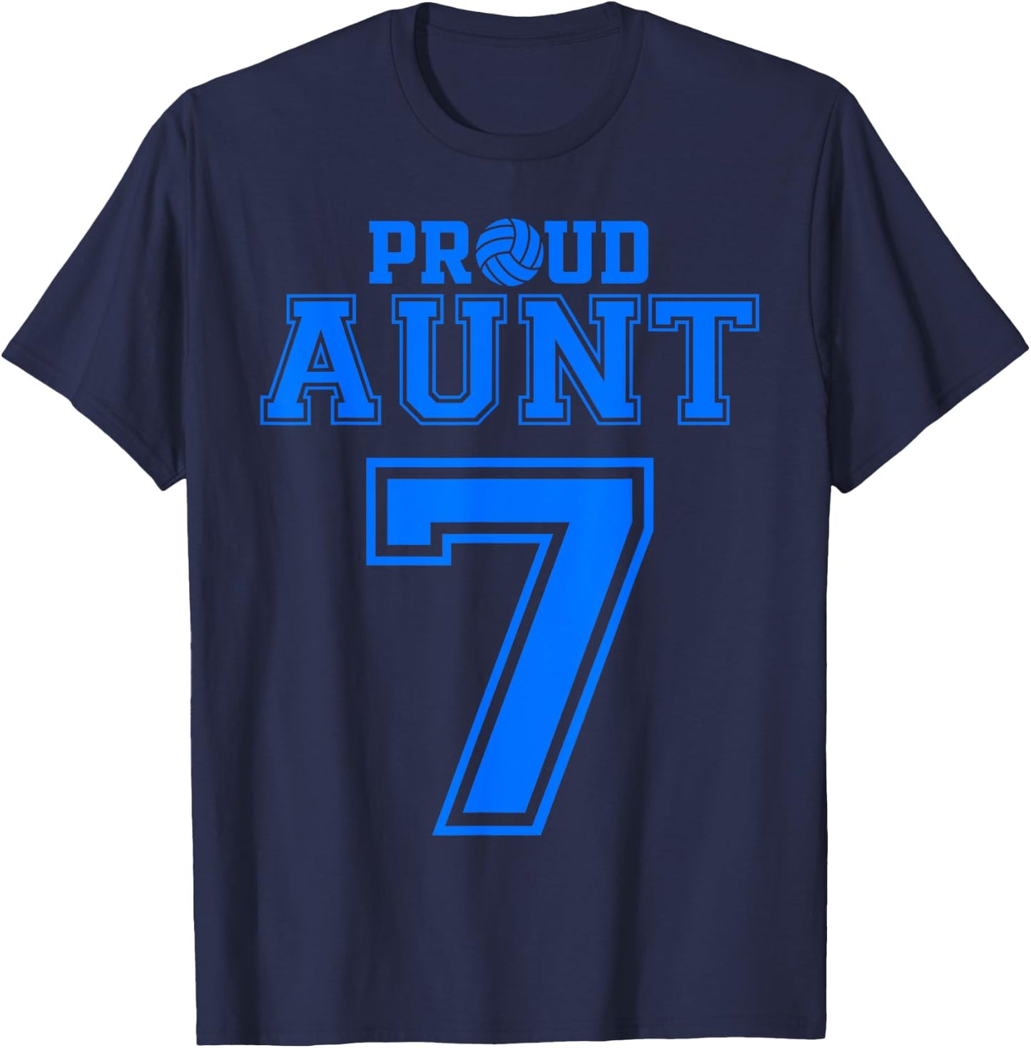 Proud Volleyball Aunt Number 7 B T-Shirt - T-Shirt | Navy
