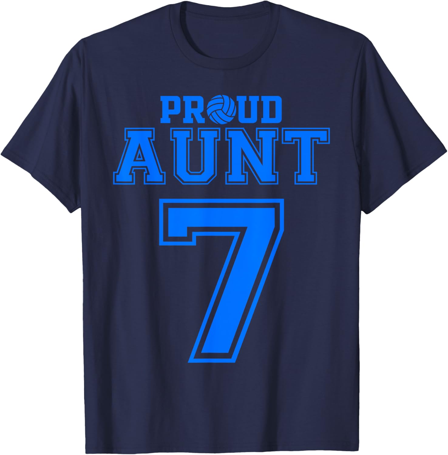 Proud Volleyball Aunt Number 7 B T-Shirt - T-Shirt | Navy